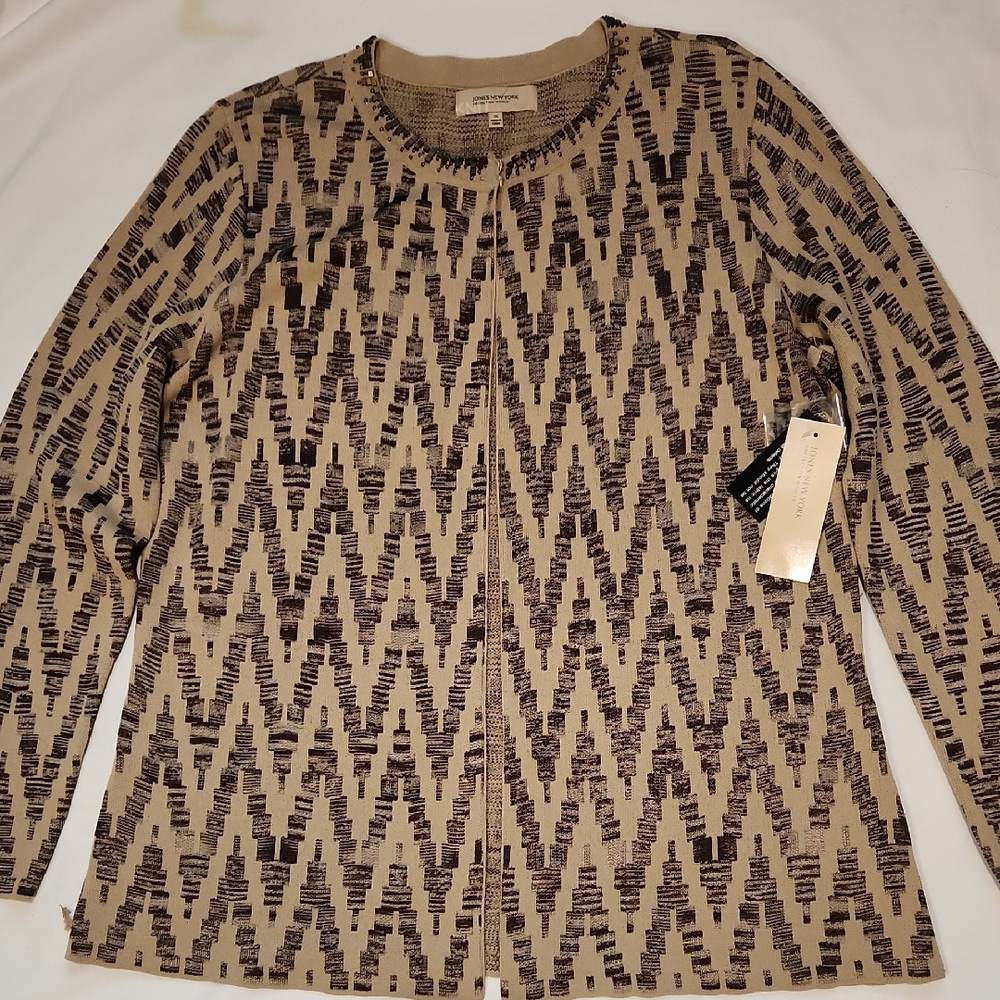 Jones New York | Beige and Brown Patterned Blazer | Sz 1X 🔥